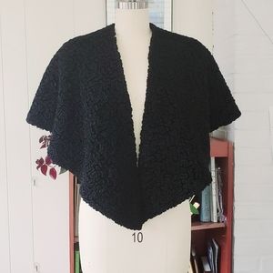 Vintage curly lamb cape capelet evening shawl